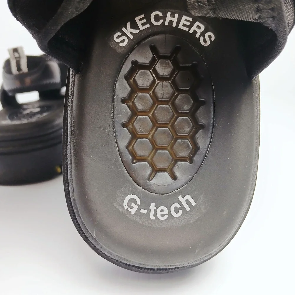 Skechers G-Tech 1369 Mens‎ 11 Black Platform Slingback Lug Sole Sandals Vintage